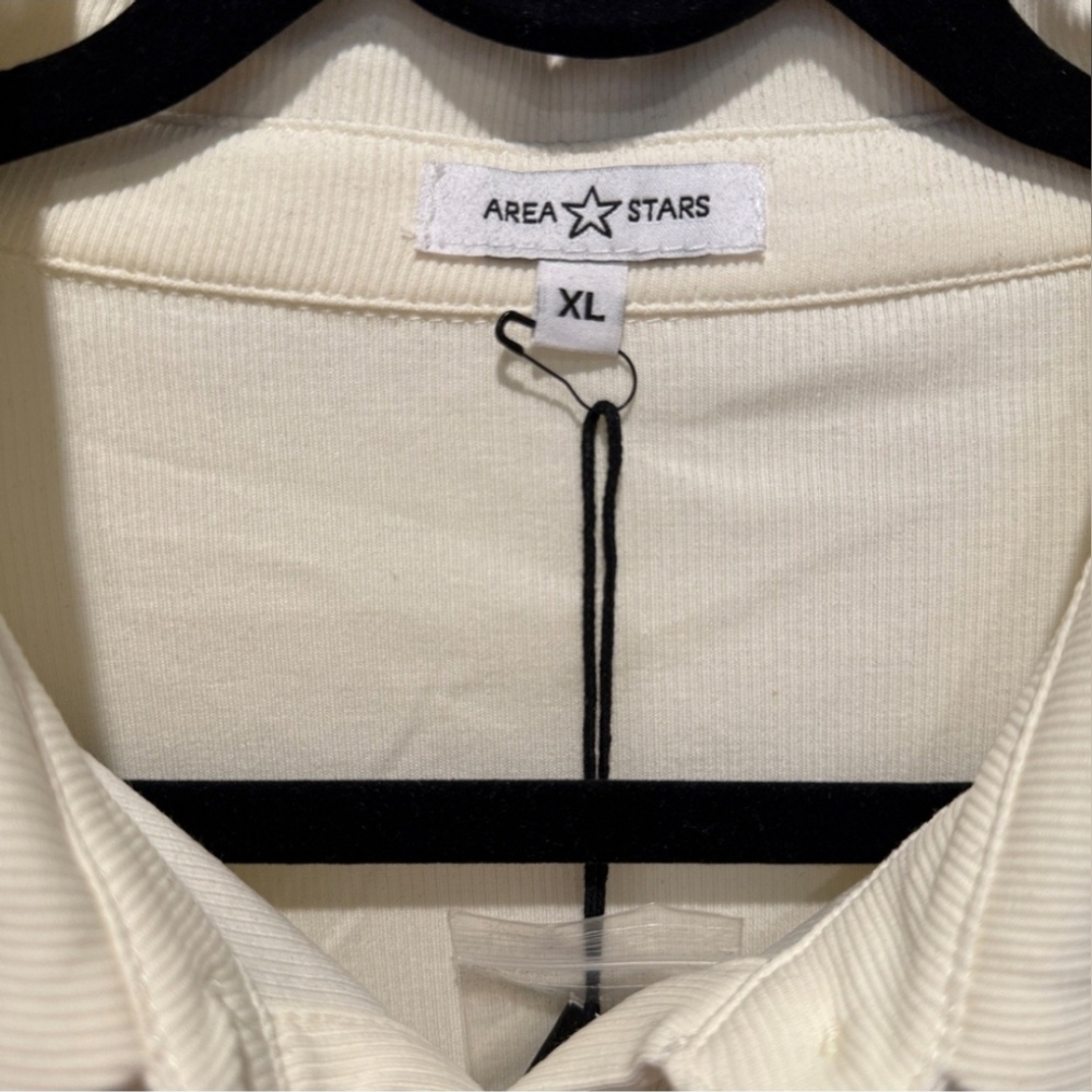 Area Stars Cream Ribbed Top With Puff Sleeves XL NWT - Picture 3 of 5